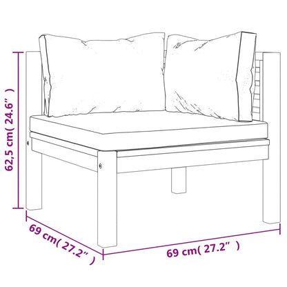 Modulares Ecksofa mit Cremeweißen Kissen Akazienholz