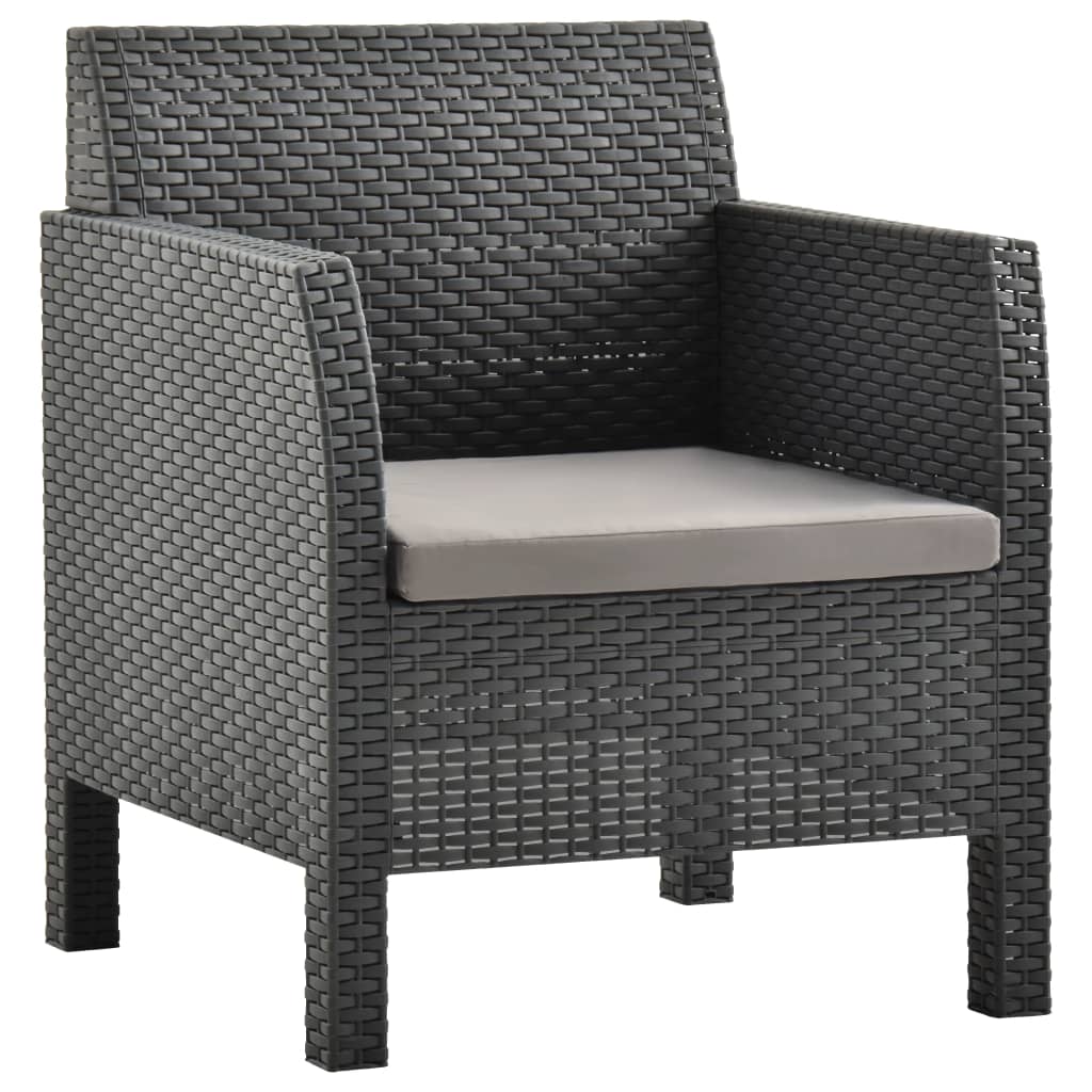 4-piece garden lounge set with cushions PP rattan anthracite