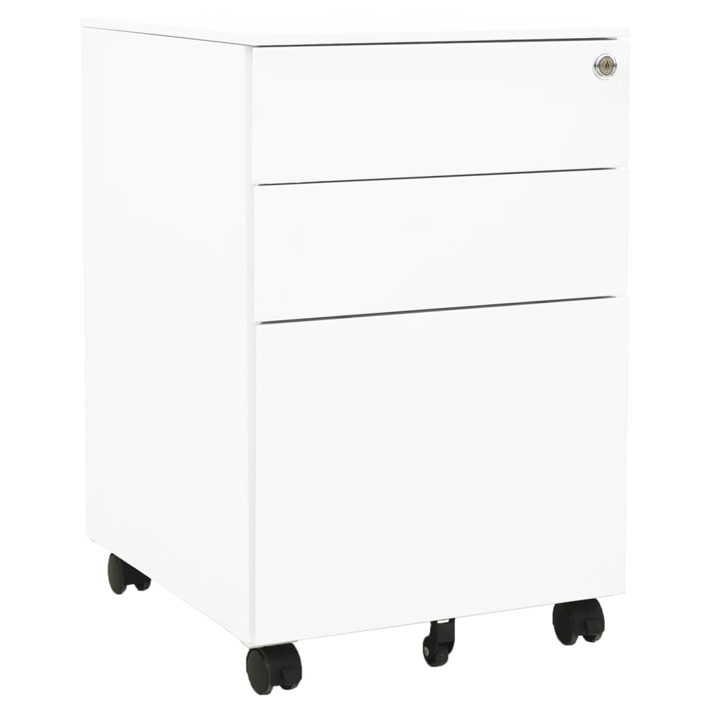 Filing cabinet with wheels white 39x45x60 cm steel