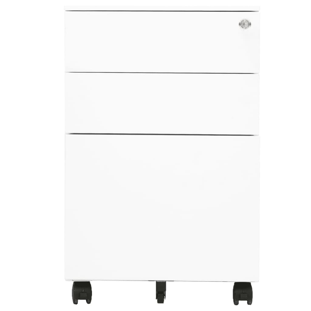 Filing cabinet with wheels white 39x45x60 cm steel