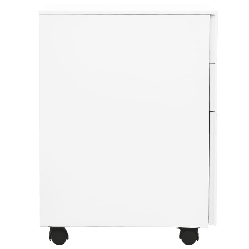 Filing cabinet with wheels white 39x45x60 cm steel