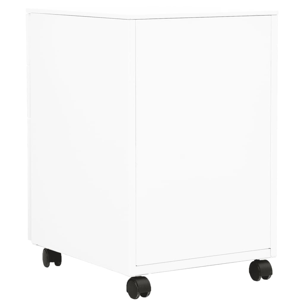 Filing cabinet with wheels white 39x45x60 cm steel