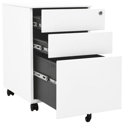 Filing cabinet with wheels white 39x45x60 cm steel