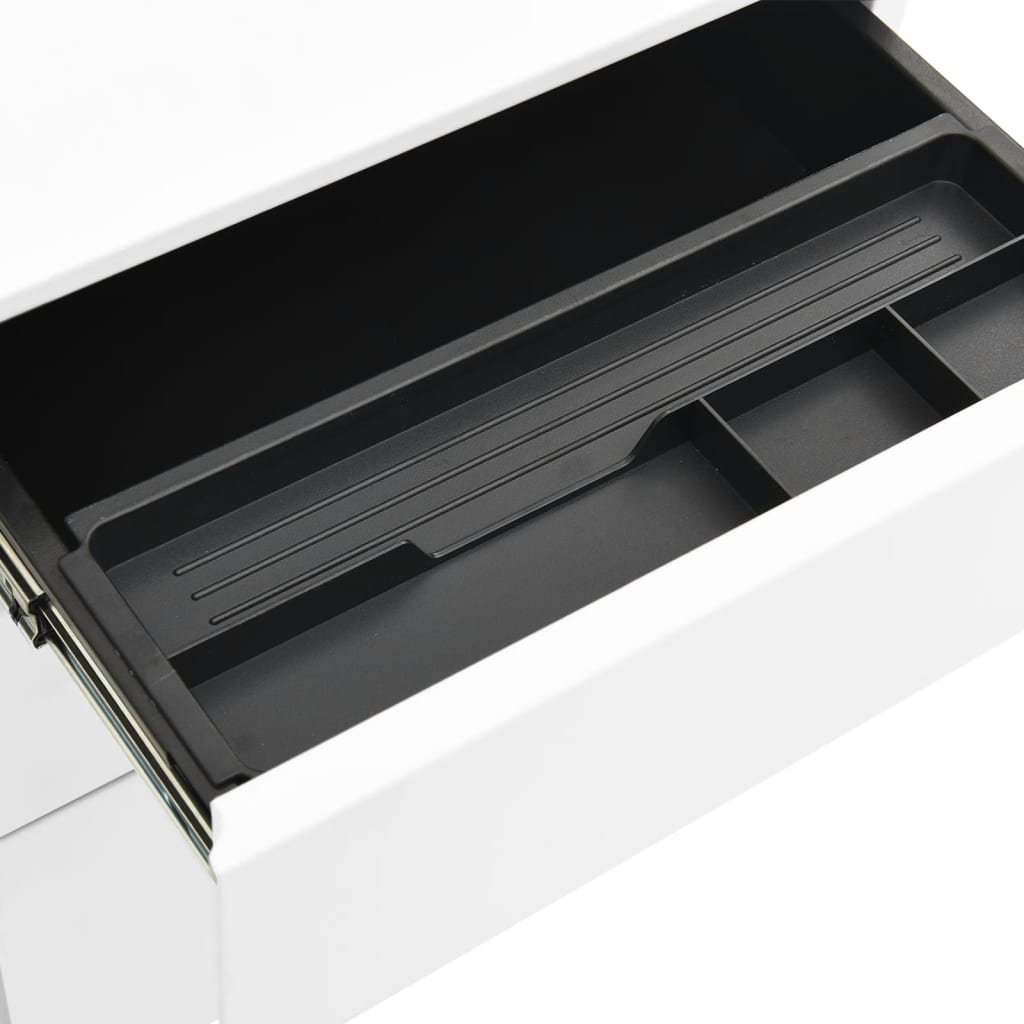 Filing cabinet with wheels white 39x45x60 cm steel