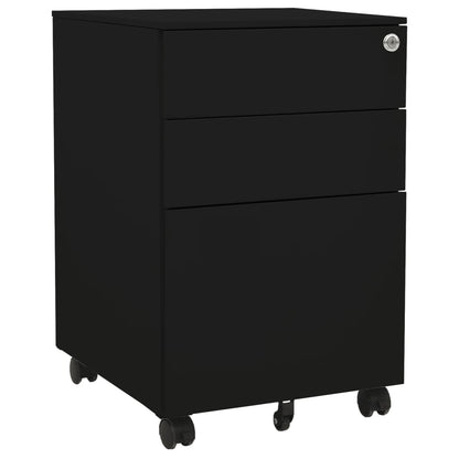 Filing cabinet with wheels black 39x45x60 cm steel