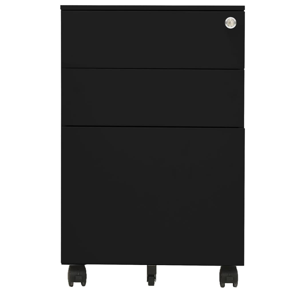 Filing cabinet with wheels black 39x45x60 cm steel