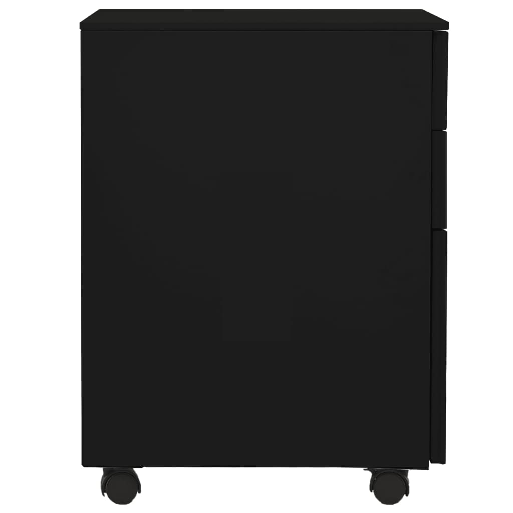 Filing cabinet with wheels black 39x45x60 cm steel