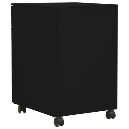 Filing cabinet with wheels black 39x45x60 cm steel