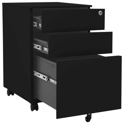 Filing cabinet with wheels black 39x45x60 cm steel