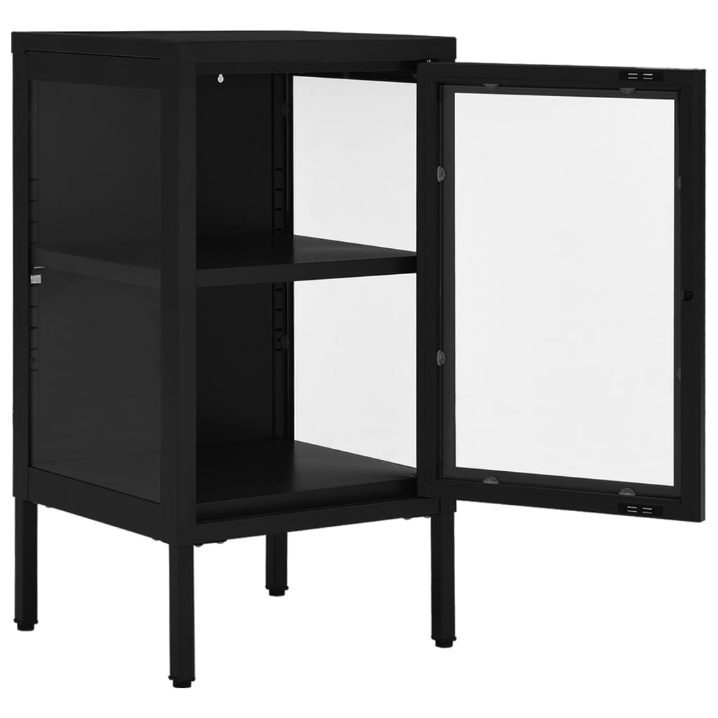 Sideboard Schwarz 38x35x70 cm Stahl und Glas