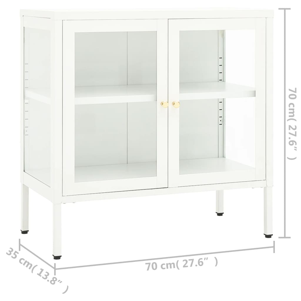 Sideboard Weiß 70x35x70 cm Stahl und Glas