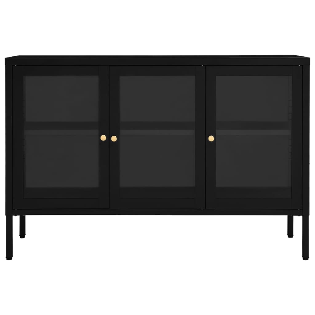 Sideboard Schwarz 70x35x70 cm Stahl und Glas