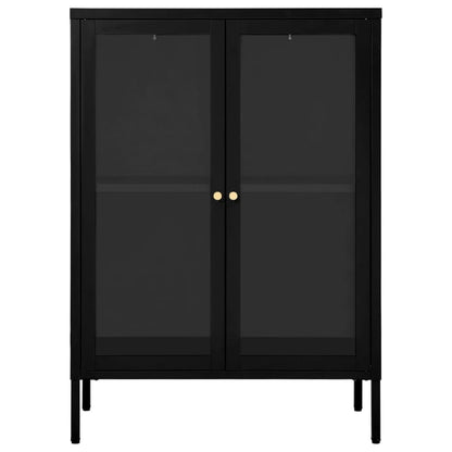 Sideboard Schwarz 75x35x105 cm Stahl und Glas