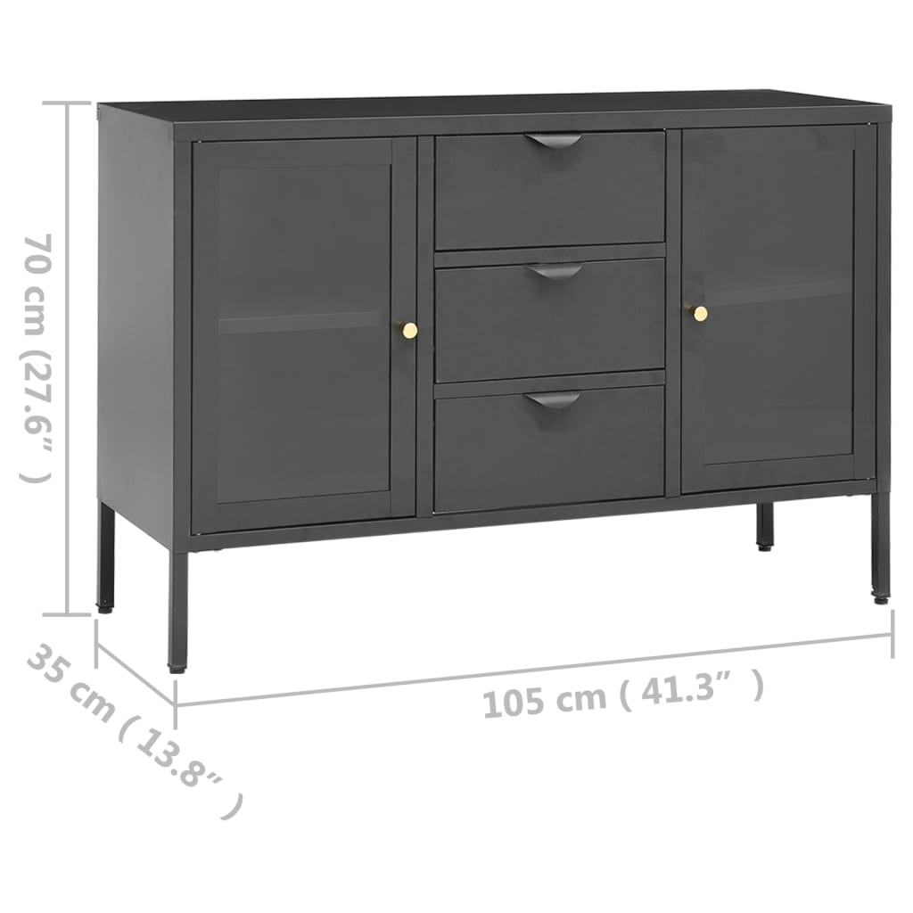 Sideboard Anthrazit 105x35x70 cm Stahl und Hartglas