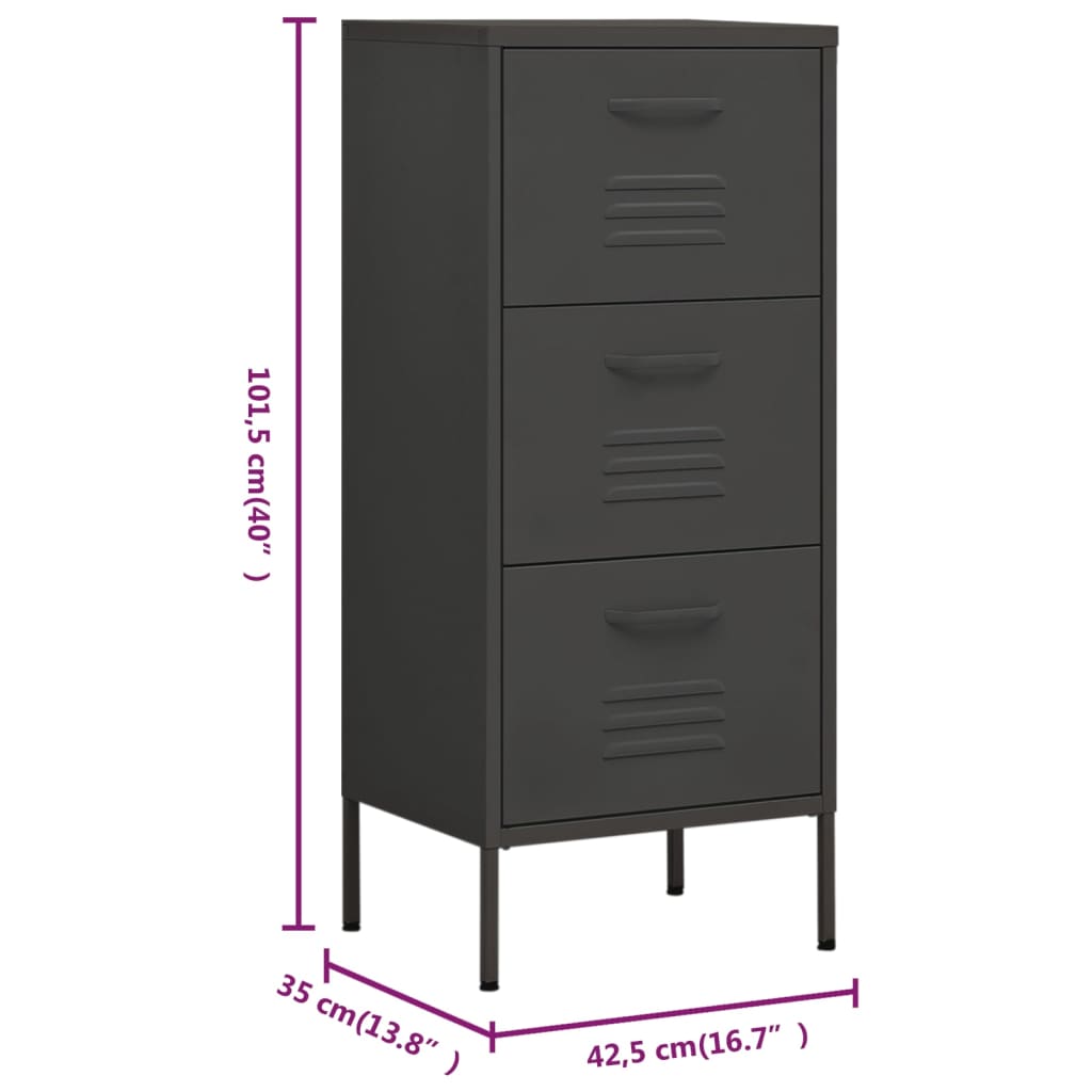 Lagerschrank Anthrazit 42,5x35x101,5 cm Stahl