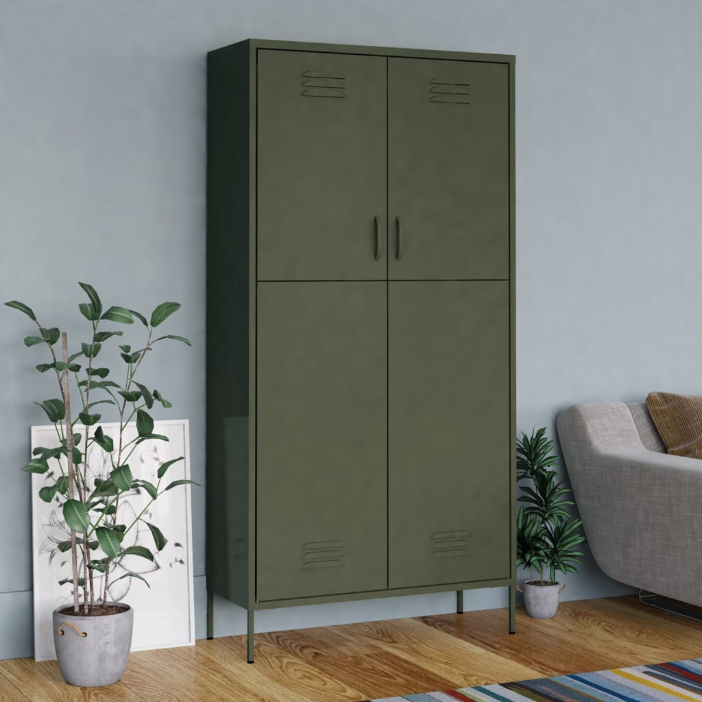 Kleiderschrank Olivgrün 90x50x180 cm Stahl