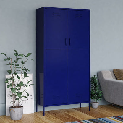 Kleiderschrank Marineblau 90x50x180 cm Stahl