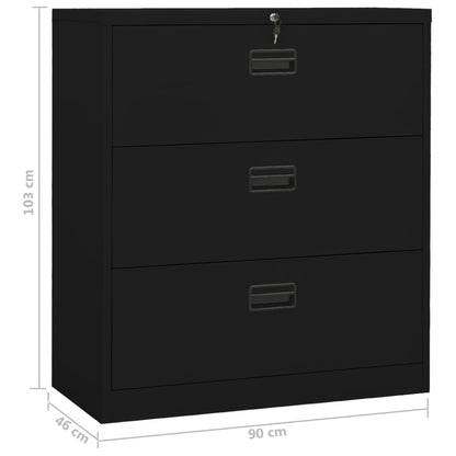 Aktenschrank Schwarz 90x46x103 cm Stahl