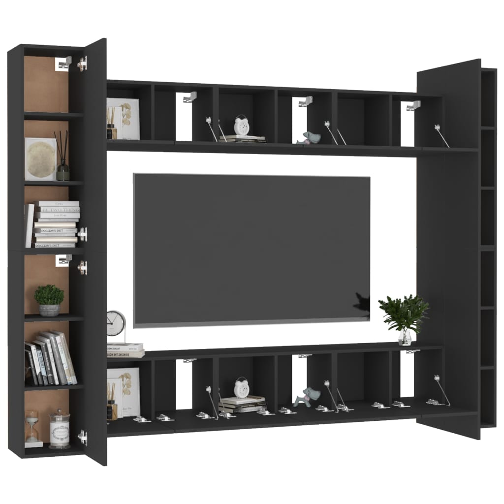 10-tlg. TV-Schrank-Set Schwarz Holzwerkstoff