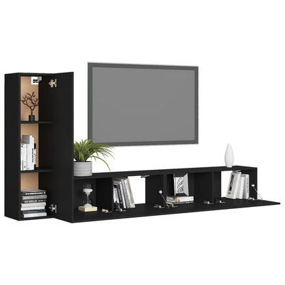 3-tlg. TV-Schrank-Set Schwarz Holzwerkstoff