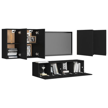 6-tlg. TV-Schrank-Set Schwarz Holzwerkstoff