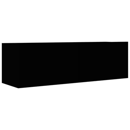 6-piece TV cabinet set black wood material