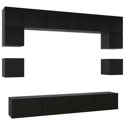 8-tlg. TV-Schrank-Set Schwarz Holzwerkstoff