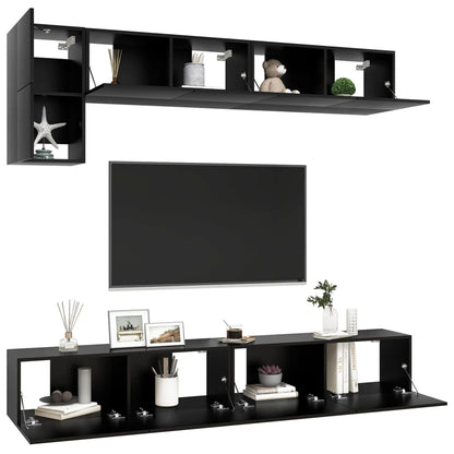 5-tlg. TV-Schrank-Set Schwarz Holzwerkstoff