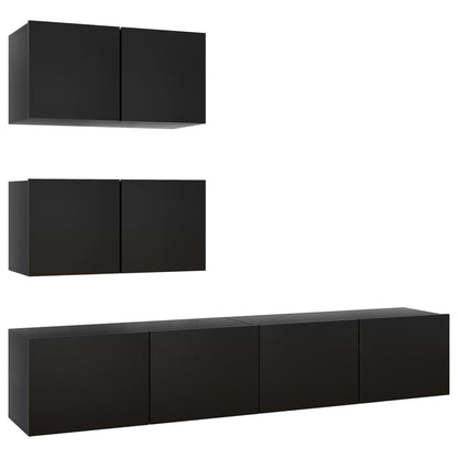 4-tlg. TV-Schrank-Set Schwarz Holzwerkstoff