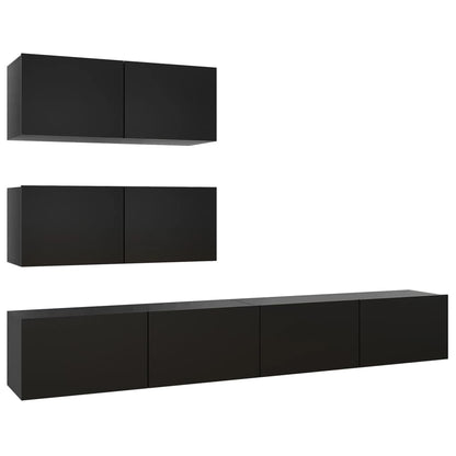 4-tlg. TV-Schrank-Set Schwarz Holzwerkstoff