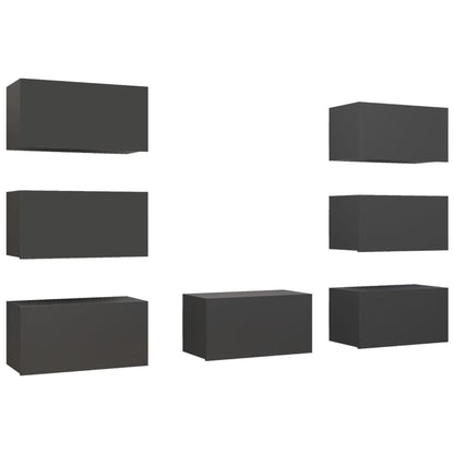 TV cabinets 7 pcs. Grey 30.5x30x60 cm wood material