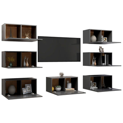 TV cabinets 7 pcs. Grey 30.5x30x60 cm wood material