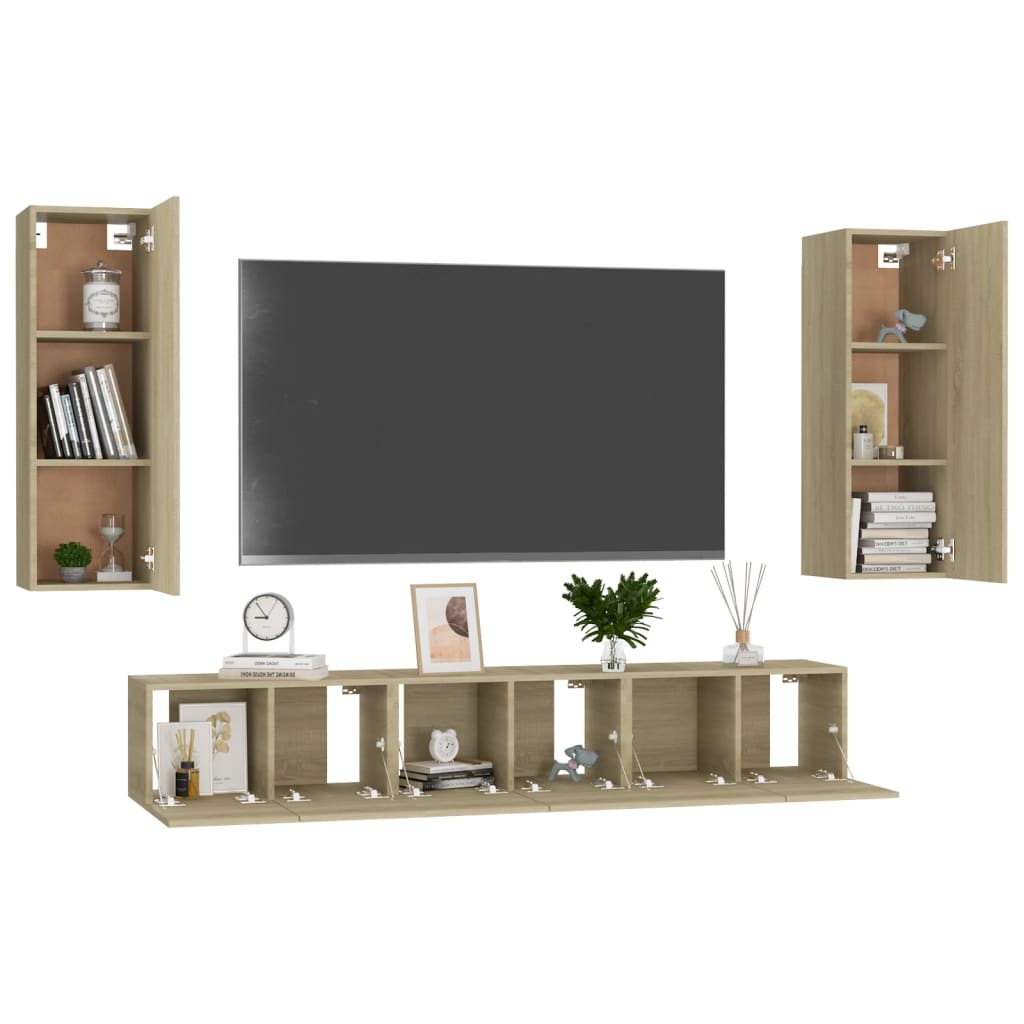 5-piece TV cabinet set Sonoma oak wood material