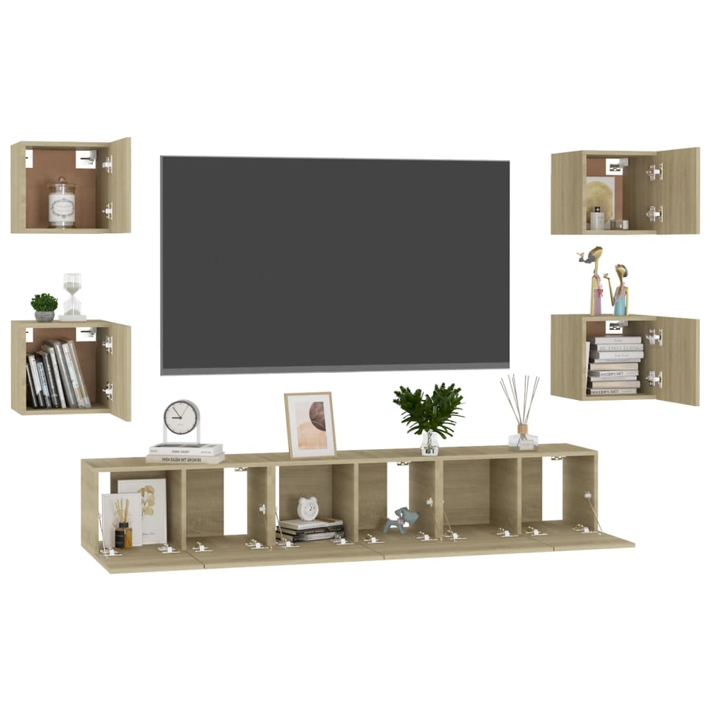 7-piece TV cabinet set Sonoma oak wood material