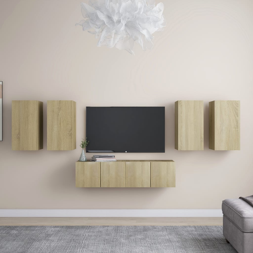 6-piece TV cabinet set Sonoma oak wood material