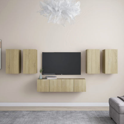 6-piece TV cabinet set Sonoma oak wood material