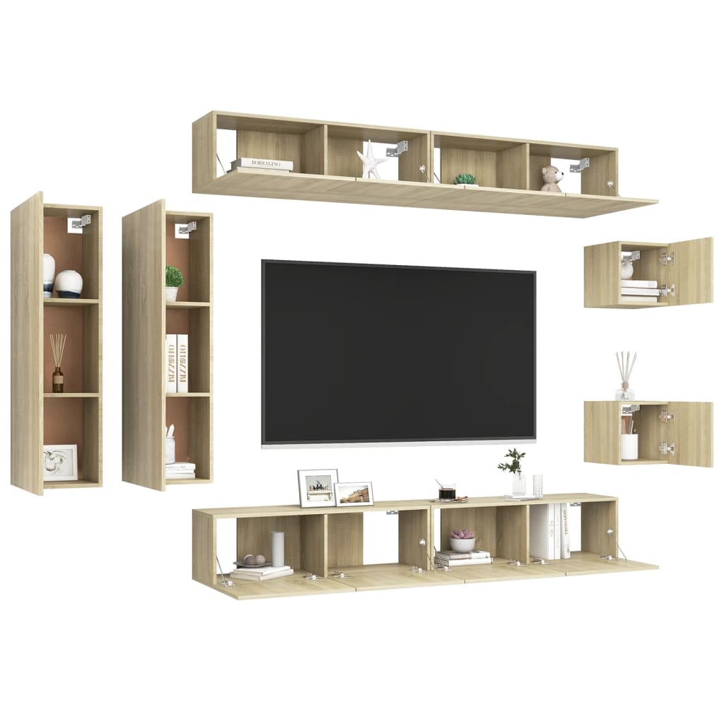 8-tlg. TV-Schrank-Set Sonoma-Eiche Holzwerkstoff