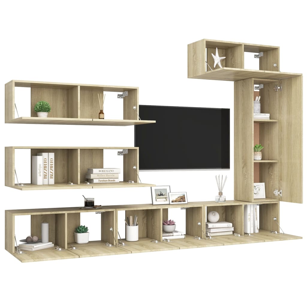 7-tlg. TV-Schrank-Set Sonoma-Eiche Holzwerkstoff