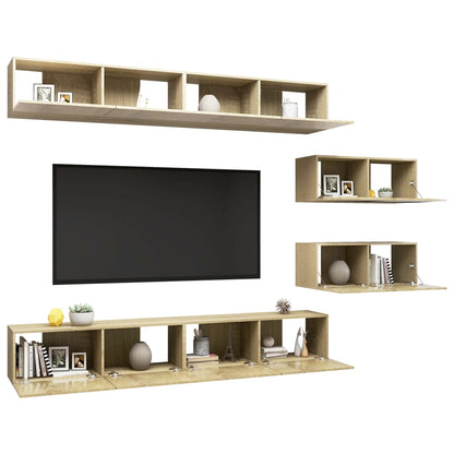 6-piece TV cabinet set Sonoma oak wood material