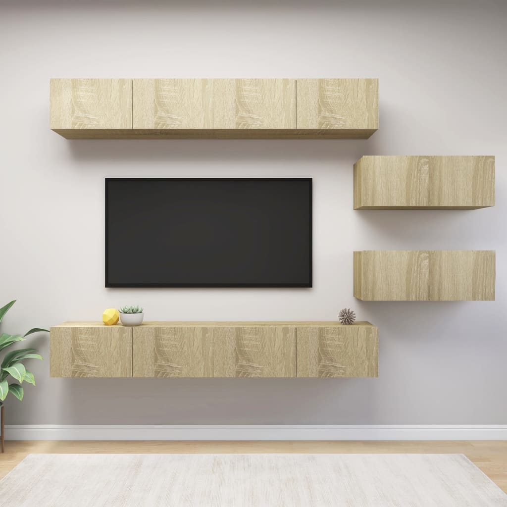 6-piece TV cabinet set Sonoma oak wood material