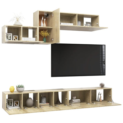 6-piece TV cabinet set Sonoma oak wood material