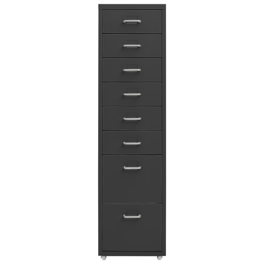 Aktenschrank mit Rollen Anthrazit 28x41x109 cm Metall