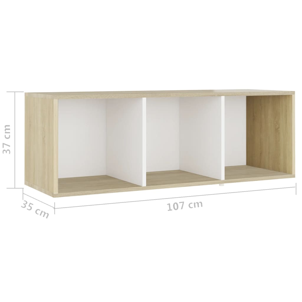 TV-Schränke 2 Stk. Weiß Sonoma-Eiche 107x35x37 cm Holzwerkstoff