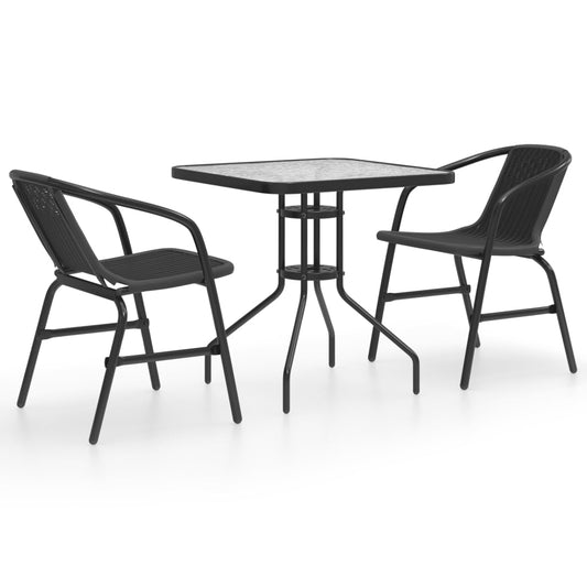 3-piece garden dining set black