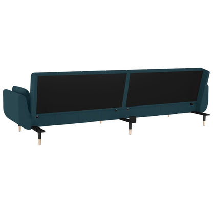 Schlafsofa 2-Sitzer mit 2 Kissen Blau Samt