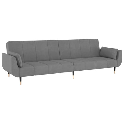 Sofa bed 2-seater with 2 cushions light grey velvet