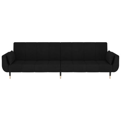 Sofa bed 2-seater with 2 cushions black velvet