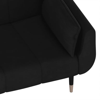 Sofa bed 2-seater with 2 cushions black velvet