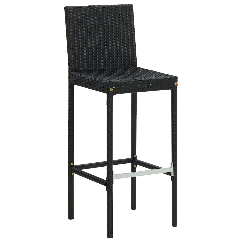 Garten-Barhocker mit Kissen 4 Stk. Schwarz Poly Rattan