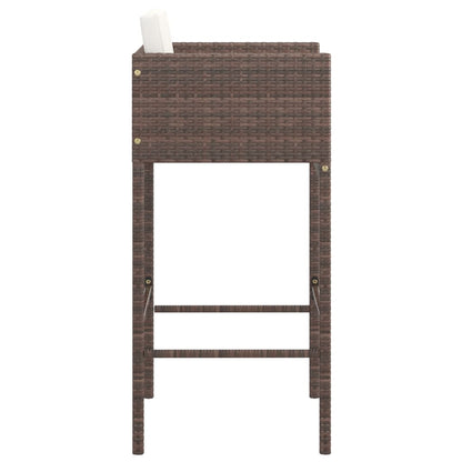 Barhocker 2 Stk. mit Kissen Braun Poly Rattan